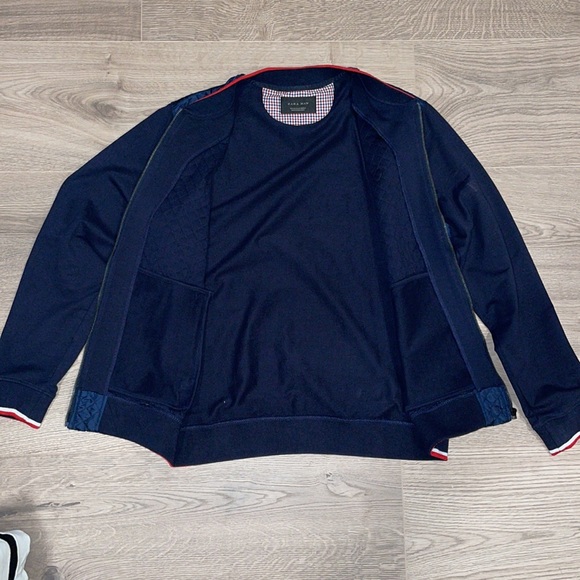 Zara Man - Navy Blue Quilted Bomber Jacket - Picture 6 of 7